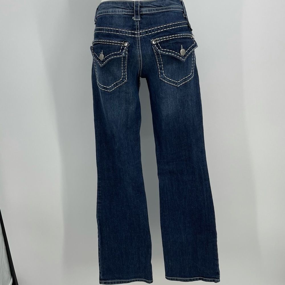 Paisley Sky Straight Leg Jeans with Flap Pockets | Size 4 - Picture 9 of 12